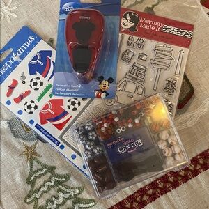 4 Craft Items Disney Punch, Sports Beads, Vacation Stamps, & Sport Stickers